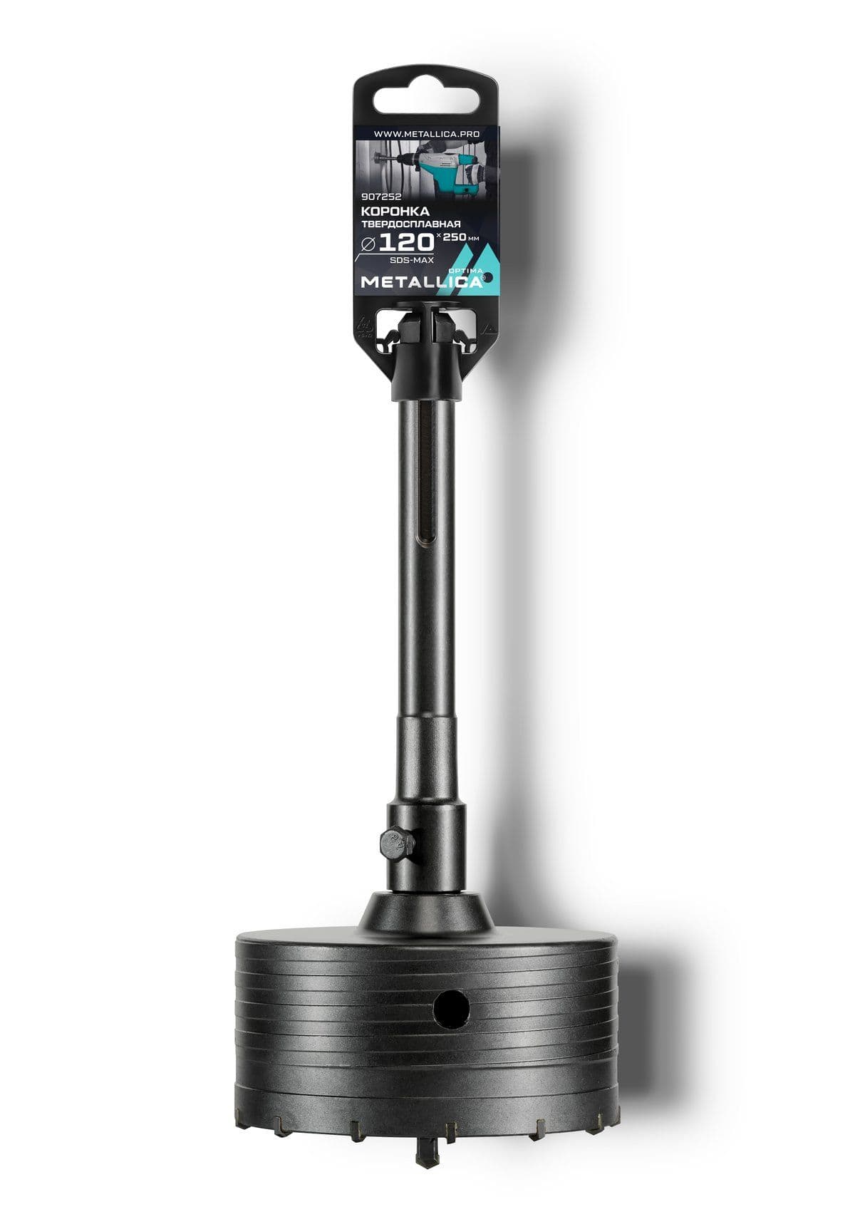 Коронка тв. спл. SDS-max METALLICA Optima 120x250/110 мм, h=50мм, М22,0х2,0 мм, с адаптером - изображение 1