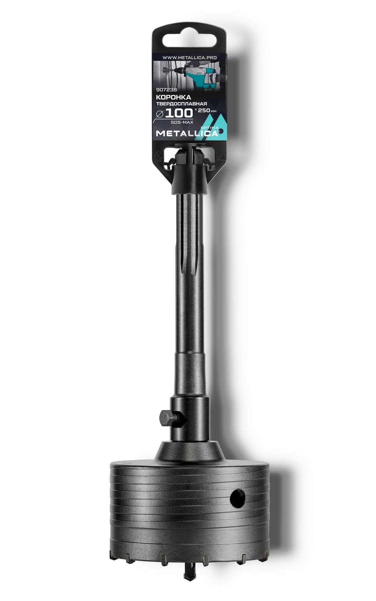 Коронка тв. спл. SDS-max METALLICA Optima 100x250/110 мм, h=50мм, М22,0х2,0 мм, с адаптером - изображение 1