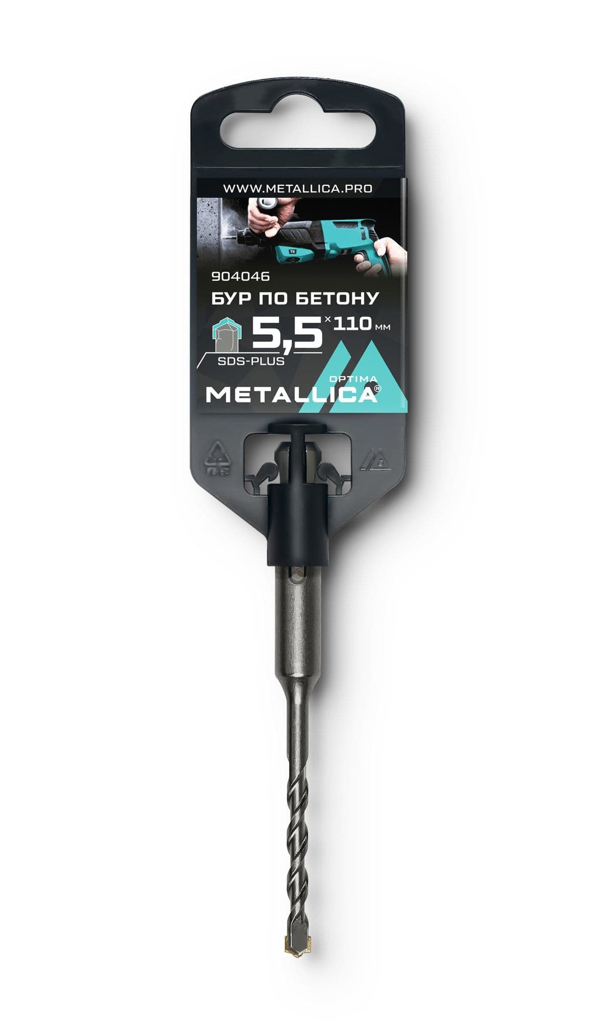 Бур по бетону SDS-plus METALLICA Optima   5,5х110/50 мм, напайка с центром, 2 спирали - изображение 1
