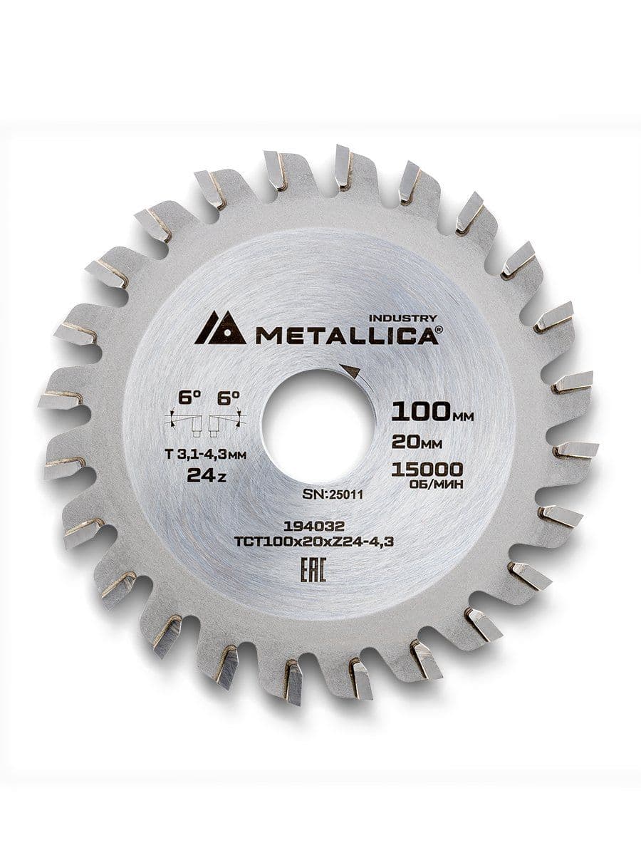 Диск подрезной METALLICA Industry 100x20 мм, 24 конических зуба, T=3,1-4,3 мм по ламин. панелям - изображение 12