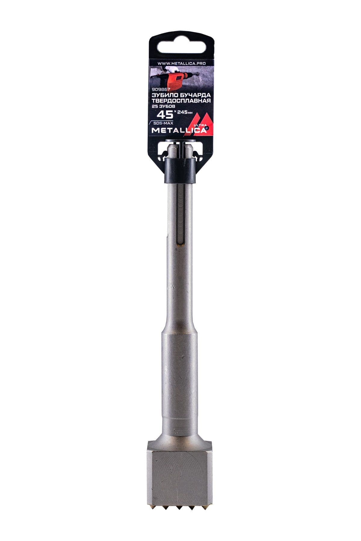 Зубило-бучарда твердосплавная SDS-max METALLICA Ultra 45х245/100 мм, 25 зубов, по бетону - изображение 1