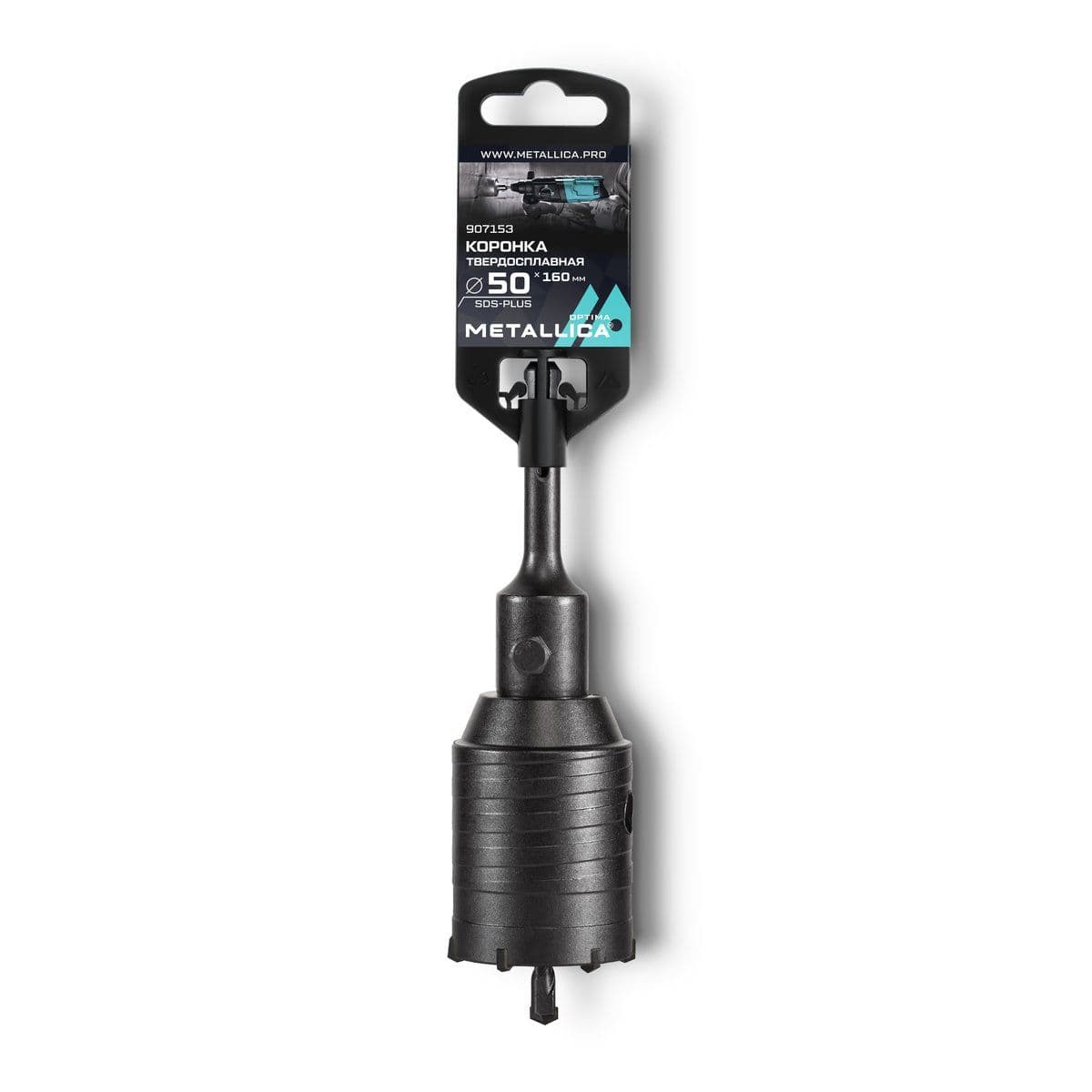Коронка тв. спл.  SDS-plus METALLICA Optima 50x160/100 мм, h=50мм, М22,0х2,0 мм, с адаптером - изображение 1