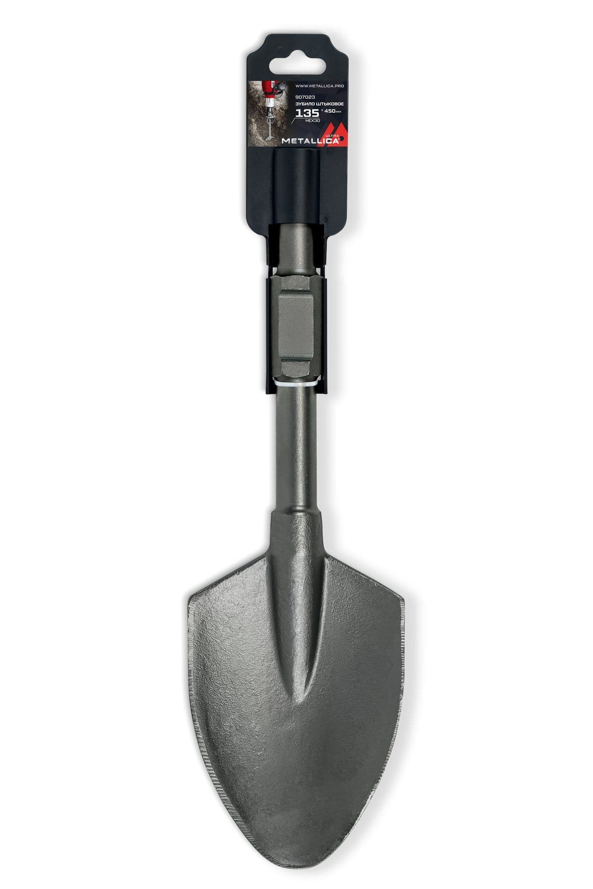 Зубило лопаточное штыковое HEX-30 METALLICA Ultra 135х450/300 мм, по асфальту, мерзлому грунту - изображение 1