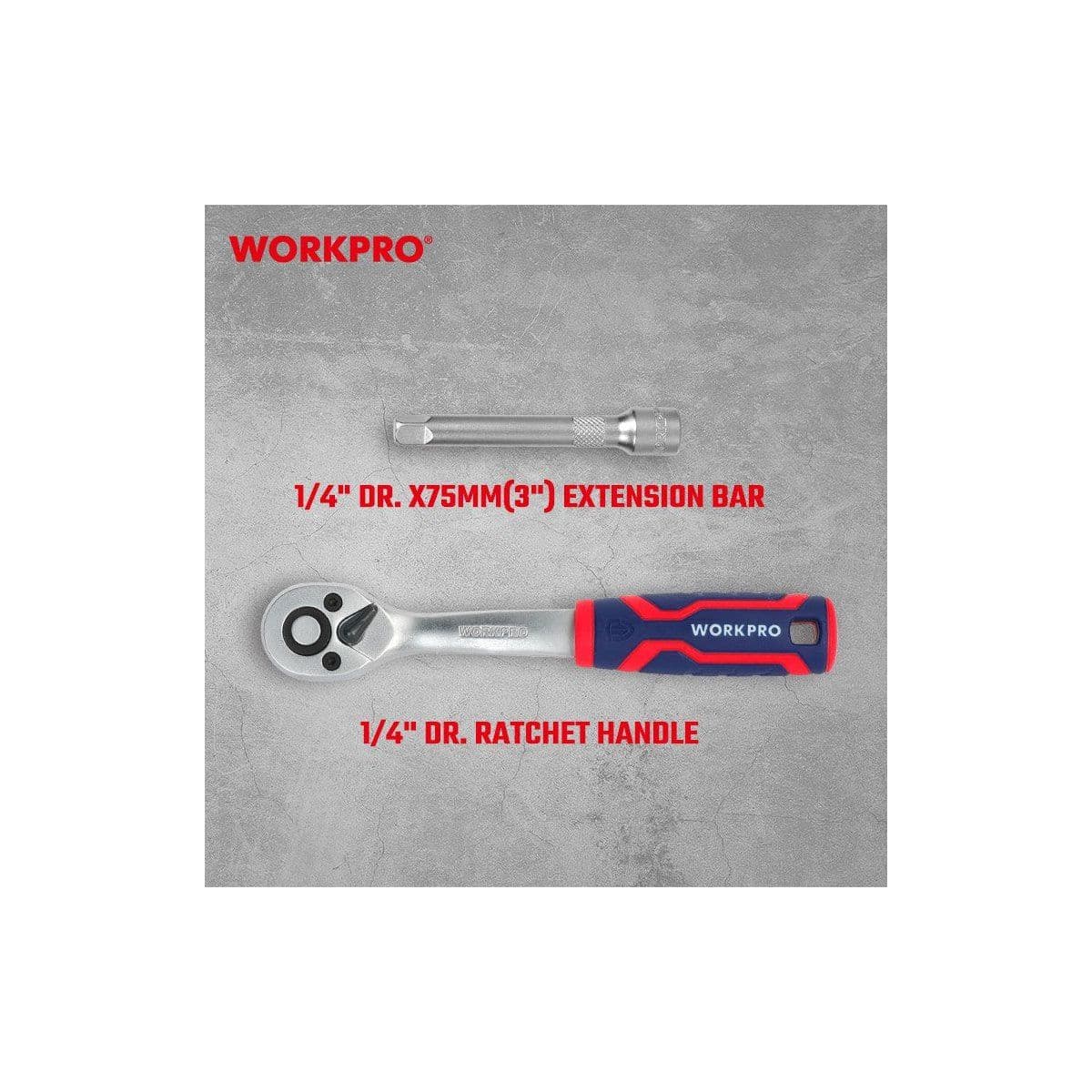 Набор 14 предметов: головки 1/4"(4-13мм)+трещотка и удлинитель - изображение 4