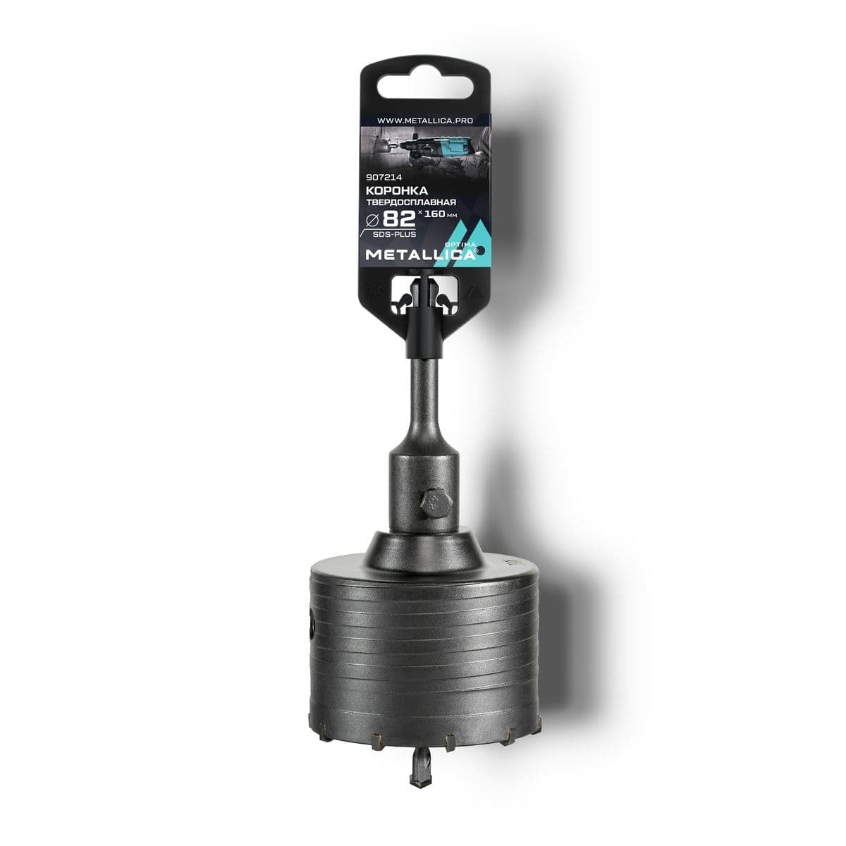 Коронка тв. спл.  SDS-plus METALLICA Optima 82x160/100 мм, h=50мм, М22,0х2,0 мм, с адаптером - изображение 1