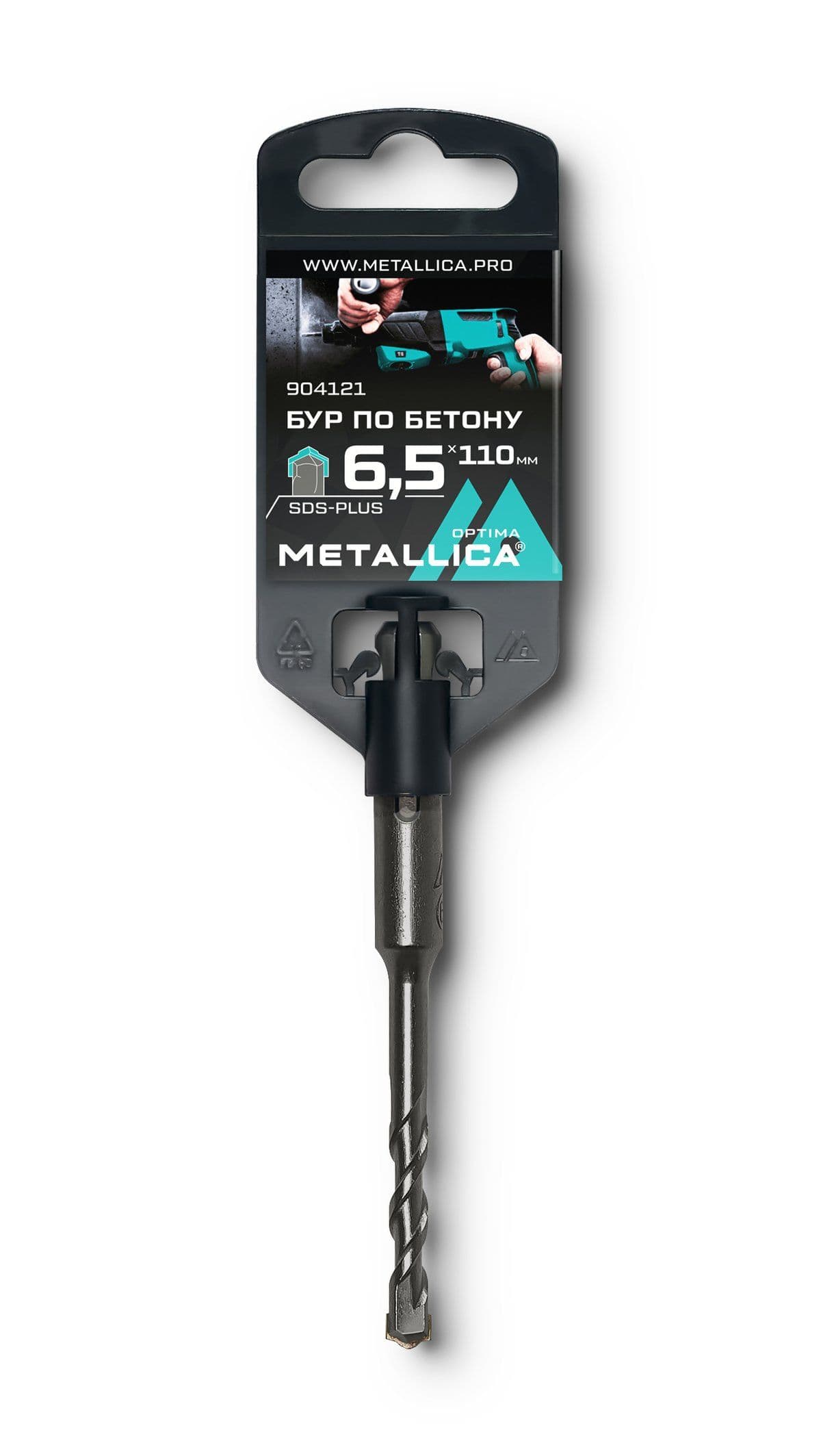 Бур по бетону SDS-plus METALLICA Optima   6,5х110/50 мм, напайка с центром, 2 спирали - изображение 1