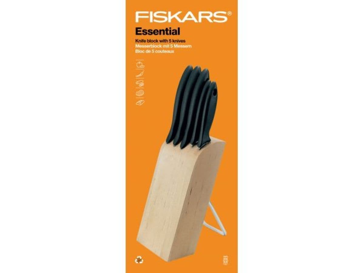 Набор ножей 5 шт. с деревянным блоком Essential Fiskars - изображение 1