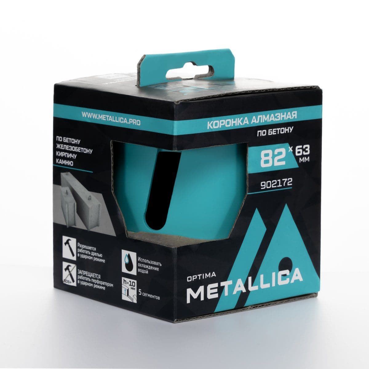 Коронка алмазная сегментная METALLICA Optima 82x63 мм, М16, без хвостовика, по бетону - изображение 1