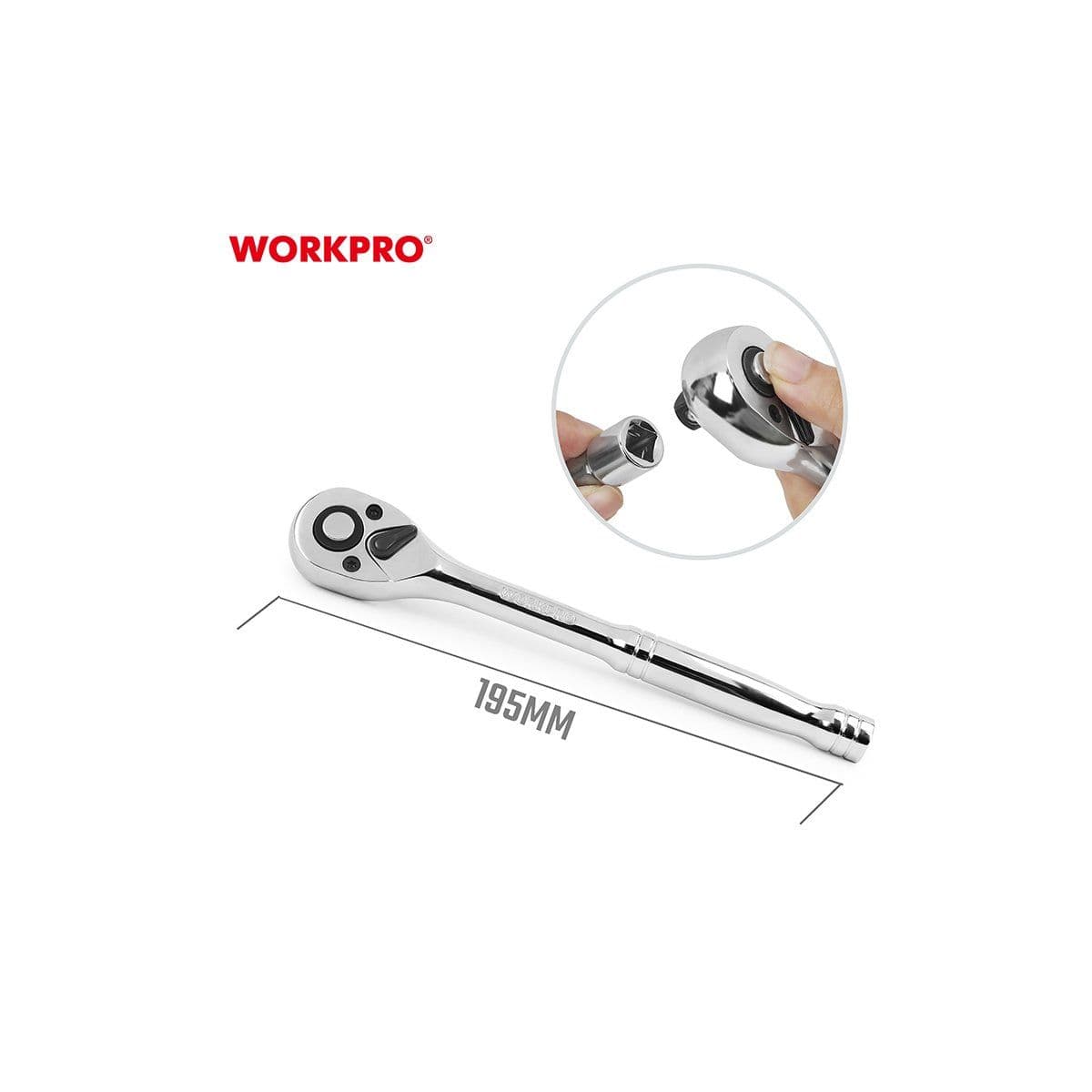 Набор 23 предмета: головки 1/4"(4-14мм)+3/8"(10-19мм)+трещотка и удлинитель - изображение 16