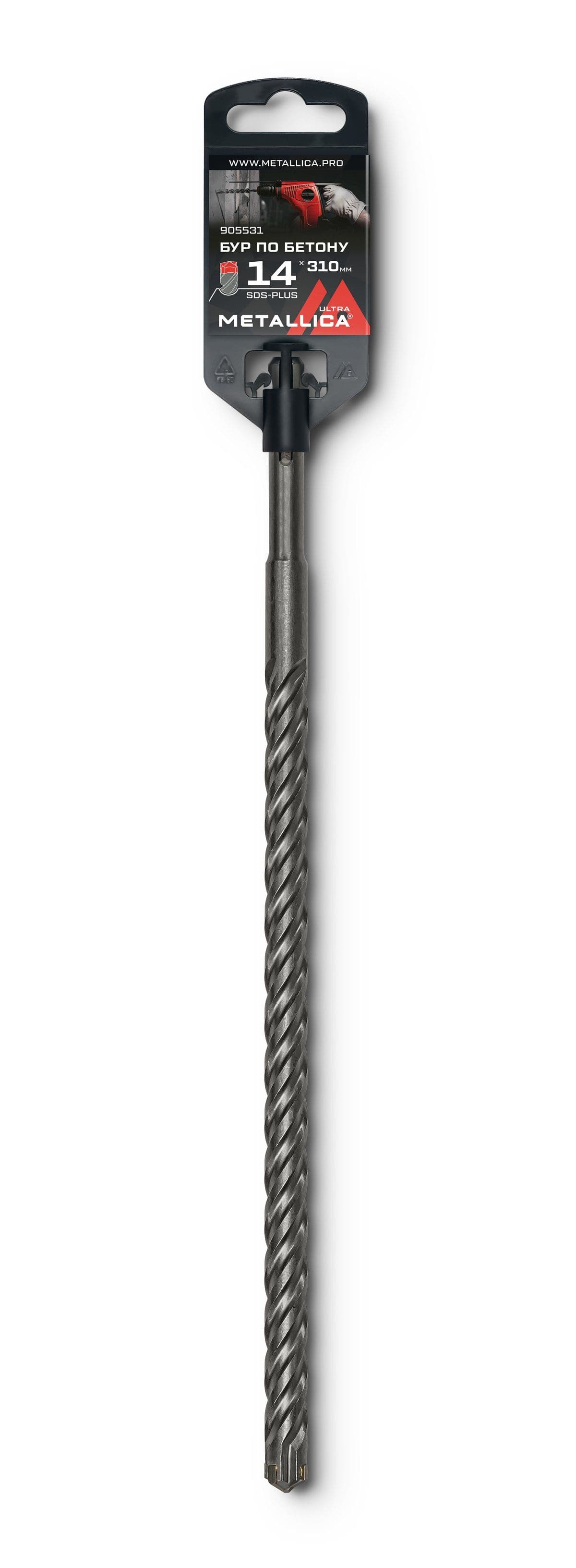 Бур по бетону SDS-plus METALLICA Ultra 14 х310/250 мм, Х-напайка, 4 спирали - изображение 1