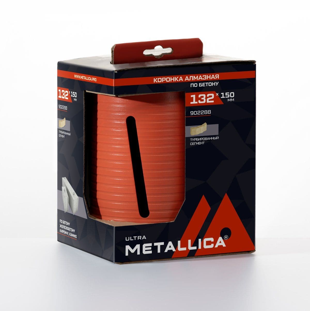 Коронка алмазная сегментная удлин. METALLICA Ultra 132x150 мм, М16, без хвостовика, по бетону - изображение 1