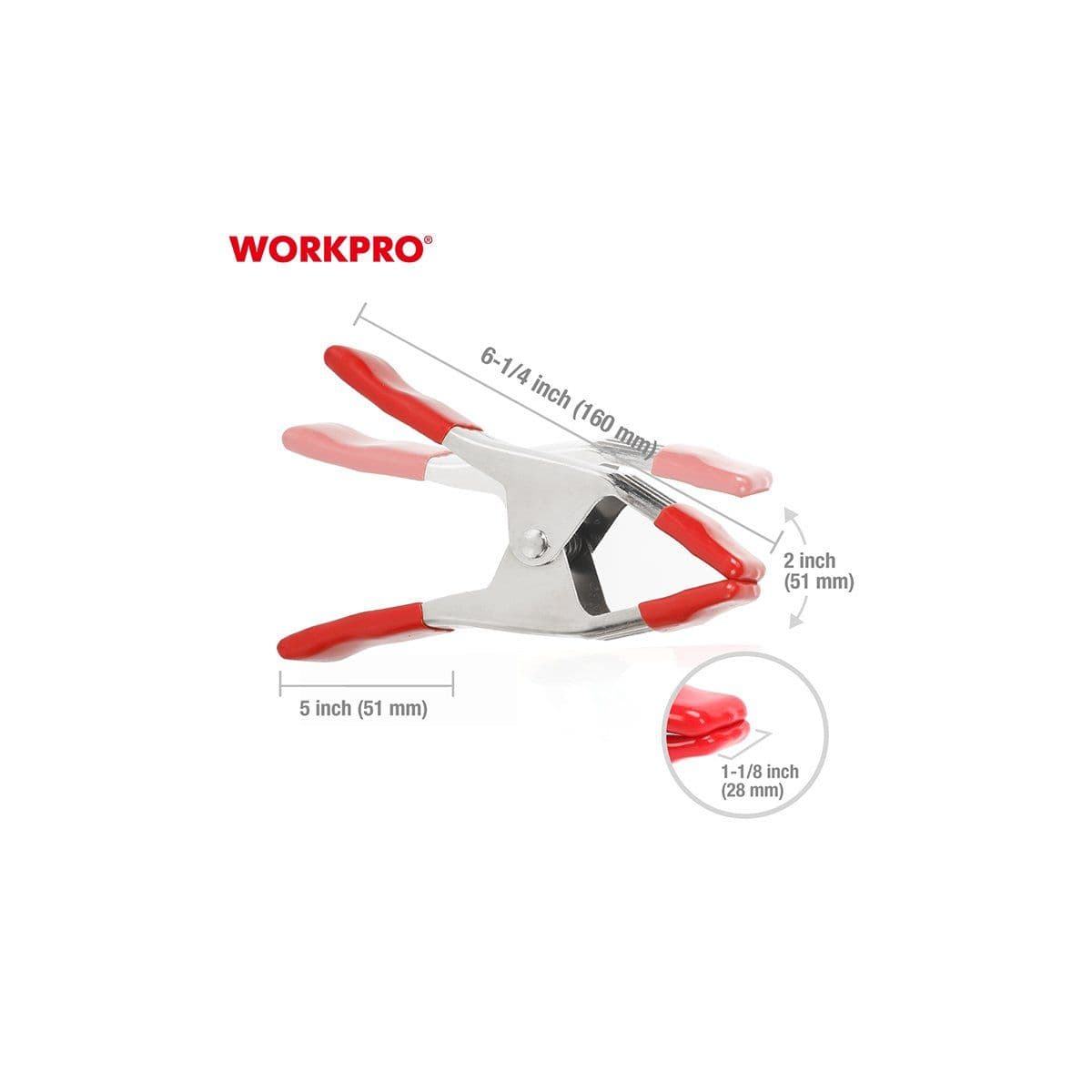 СТАЛЬНОЙ ПРУЖИННЫЙ ЗАЖИМ WORKPRO0 50MM - изображение 2