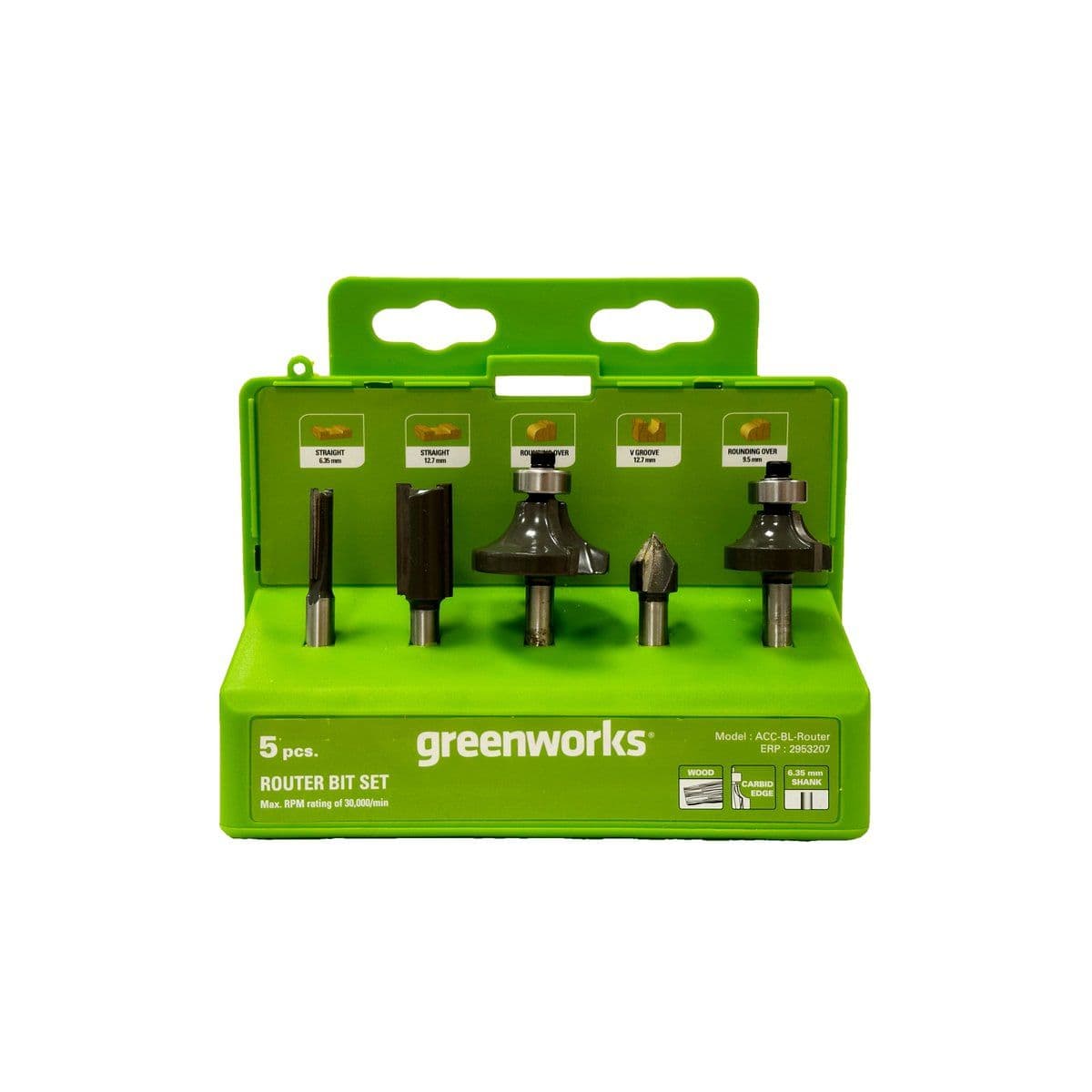 Набор фрез 5 шт для фрезера Greenworks G24RO 24V - изображение 1