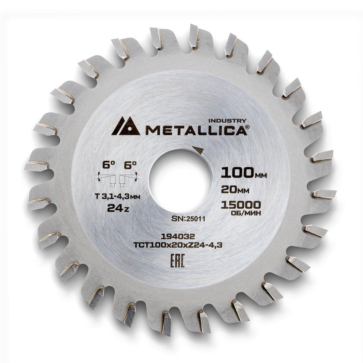 Диск подрезной METALLICA Industry 100x20 мм, 24 конических зуба, T=3,1-4,3 мм по ламин. панелям - изображение 8
