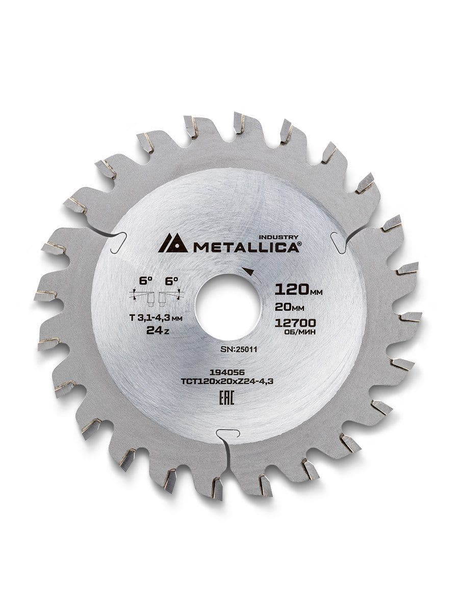 Диск подрезной METALLICA Industry 120x20 мм, 24 конических зуба, T=3,1-4,3 мм по ламин. панелям - изображение 16