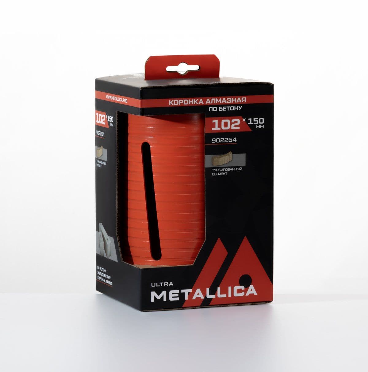 Коронка алмазная сегментная удлин. METALLICA Ultra 102x150 мм, М16, без хвостовика, по бетону - изображение 1
