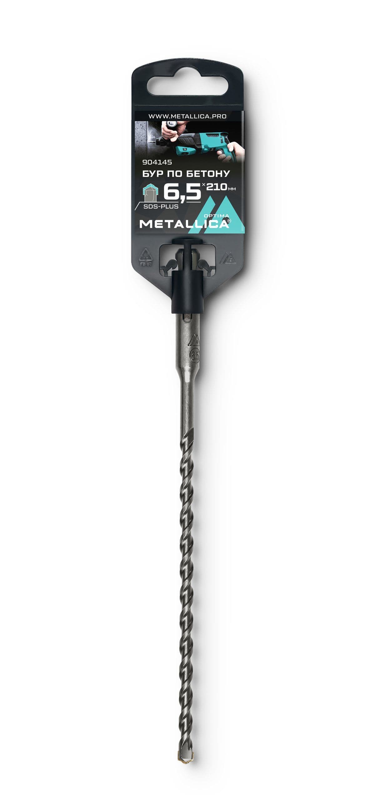 Бур по бетону SDS-plus METALLICA Optima   6,5х210/150 мм, напайка с центром, 2 спирали - изображение 1