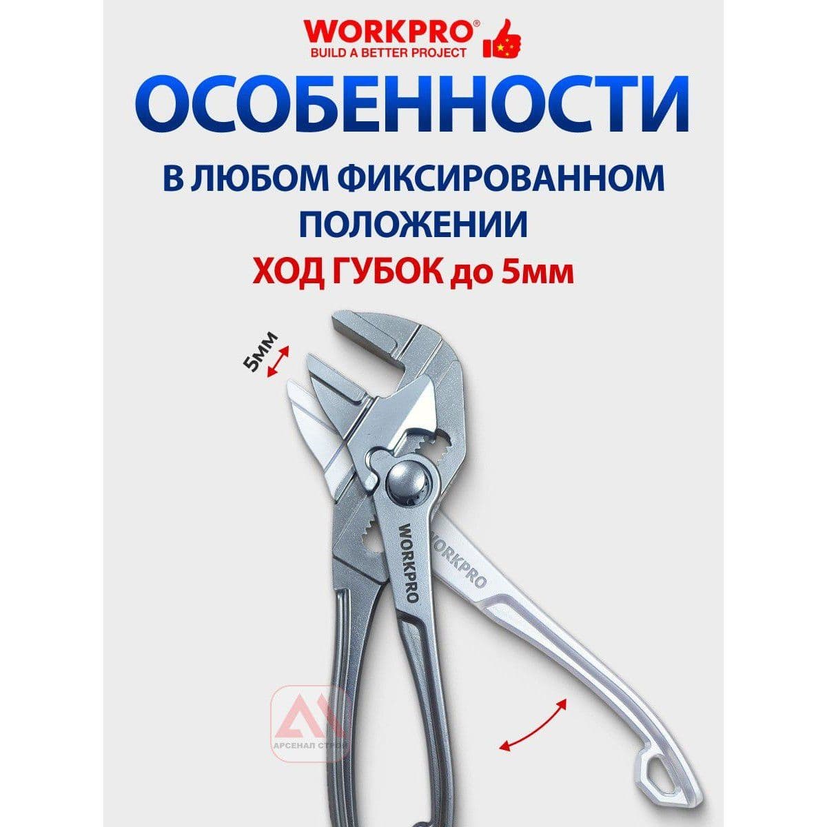Клещи переставные 100мм быстрорегулируемые мини, плоские губки - изображение 3