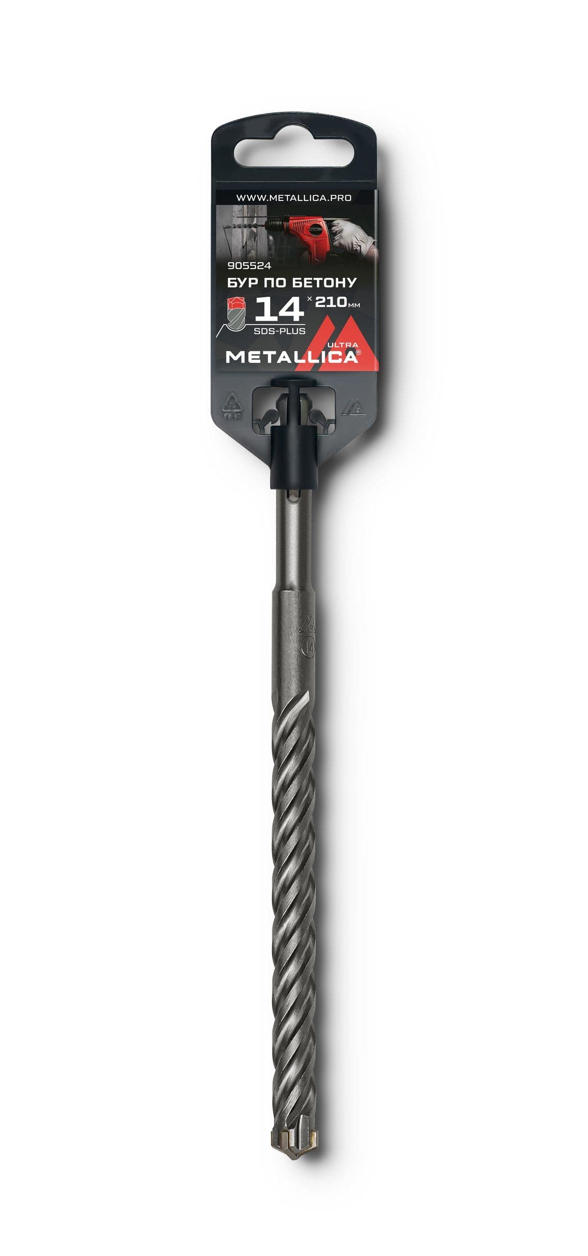 Бур по бетону SDS-plus METALLICA Ultra 14 х210/150 мм, Х-напайка, 4 спирали - изображение 1