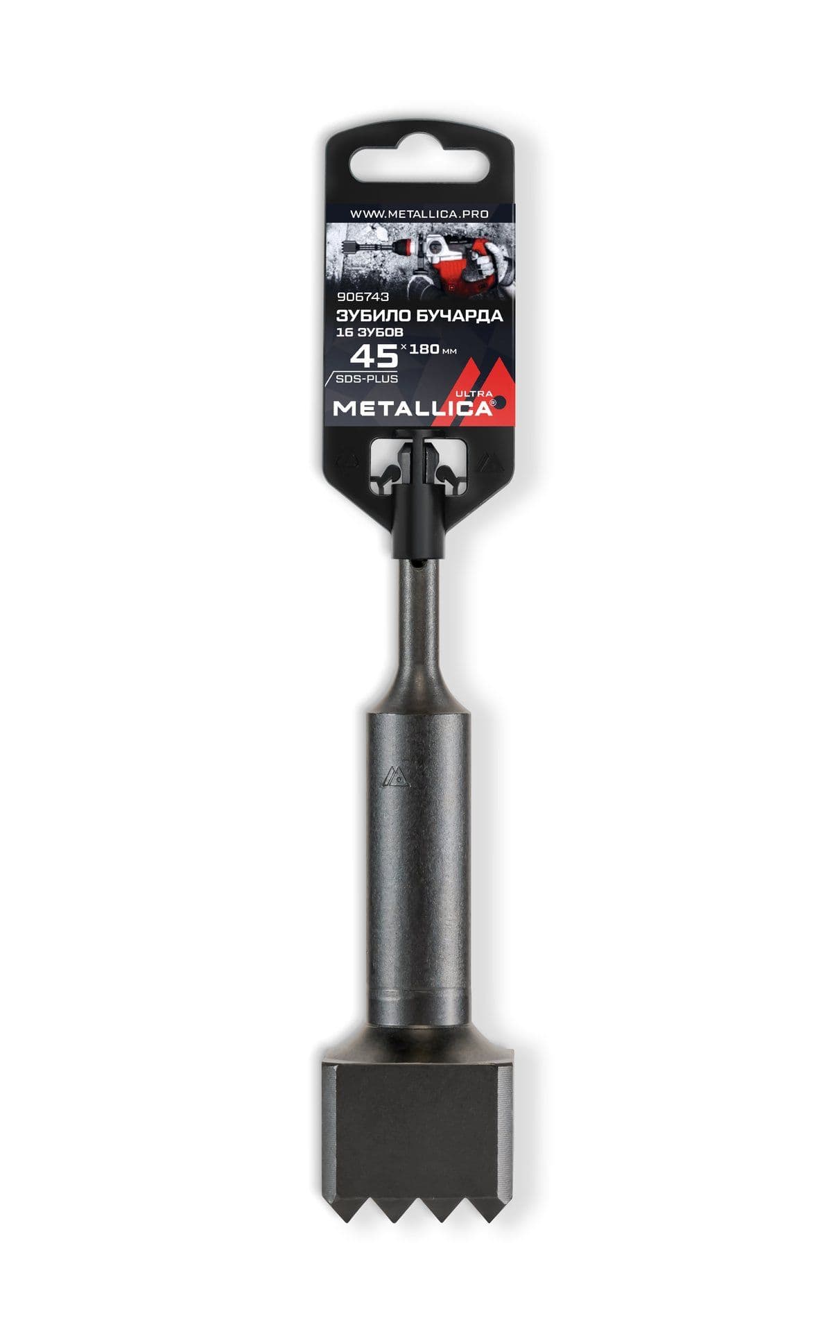 Зубило-бучарда SDS-plus METALLICA Ultra 45х180/130 мм, 16 зубов, по бетону - изображение 1