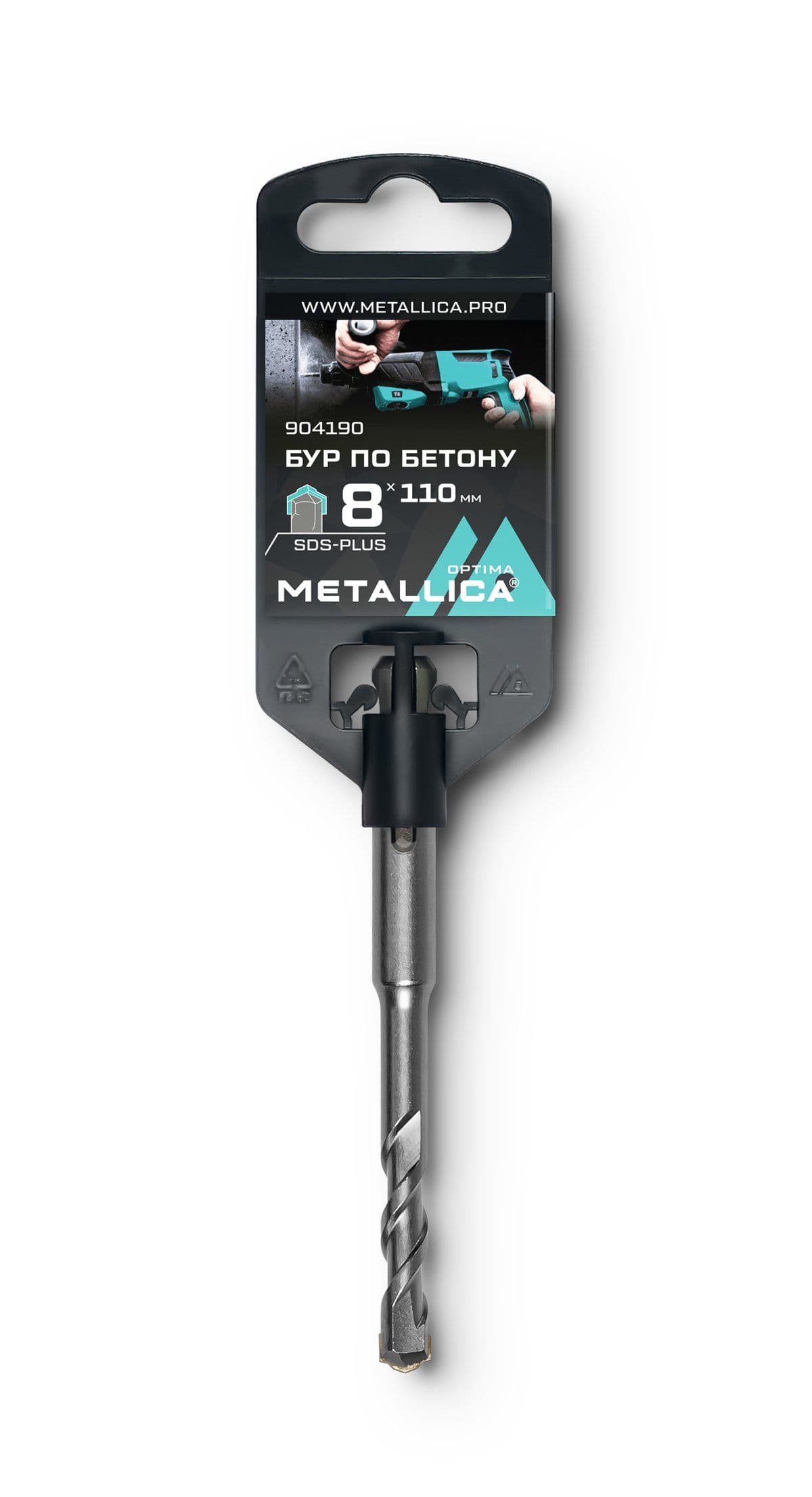 Бур по бетону SDS-plus METALLICA Optima   8х110/50 мм, напайка с центром, 2 спирали - изображение 1