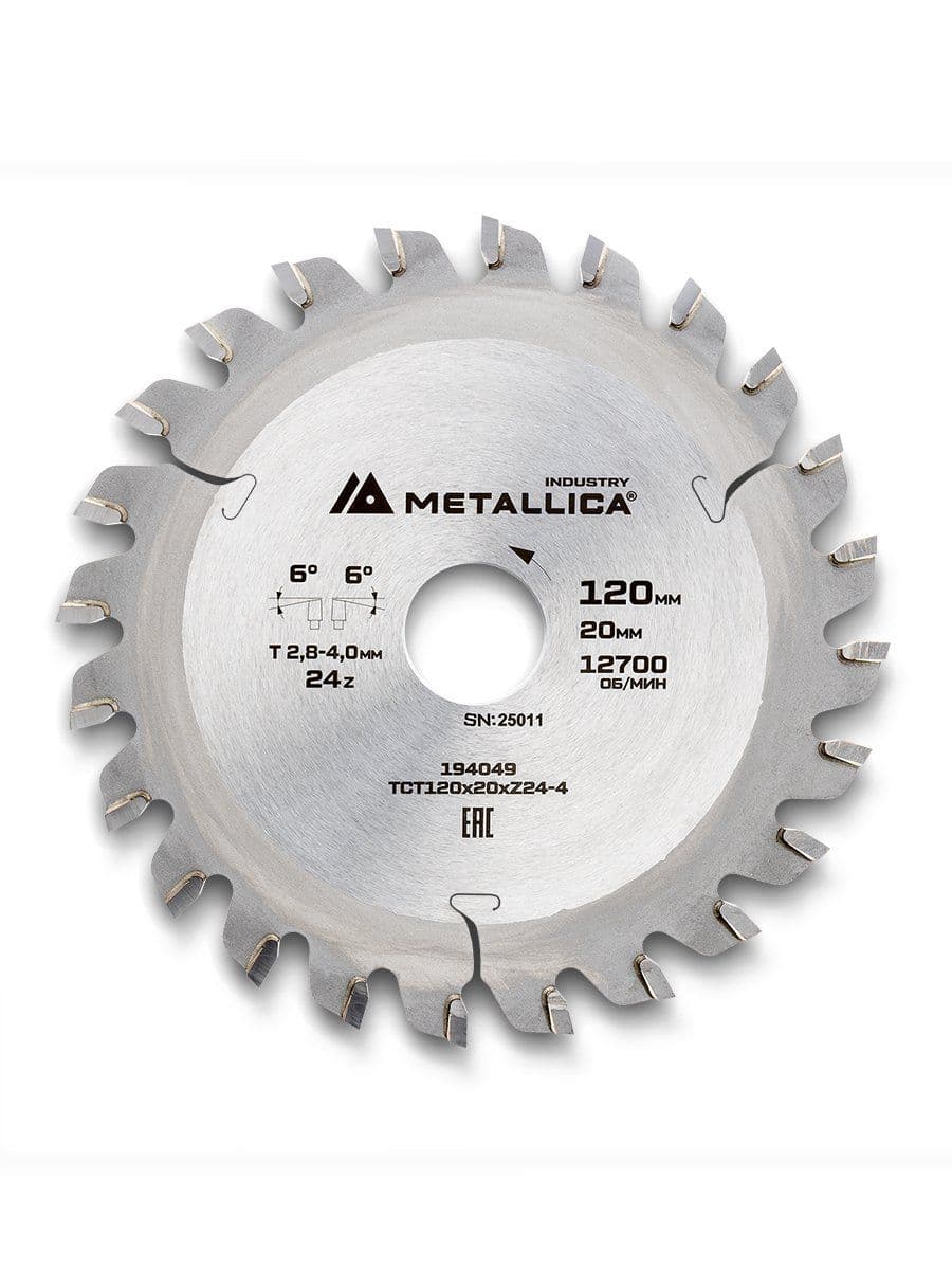 Диск ТОНКИЙ подрезной METALLICA Industry 120x20 мм, 24 конич. зуба, T=2,8-4,0 мм по ламин. панелям - изображение 15