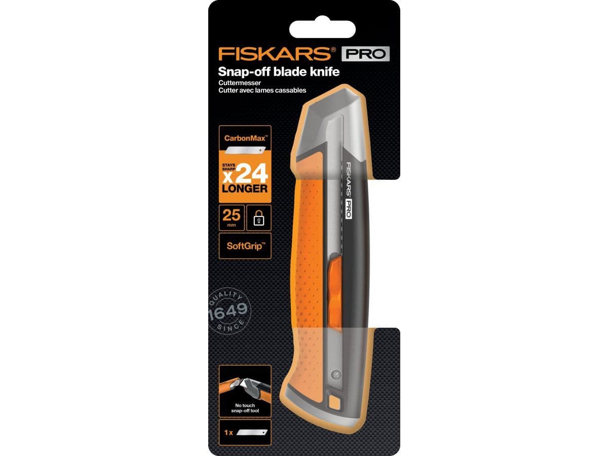 Нож с выдвижным, сменным лезвием 25мм CarbonMax FISKARS - изображение 6