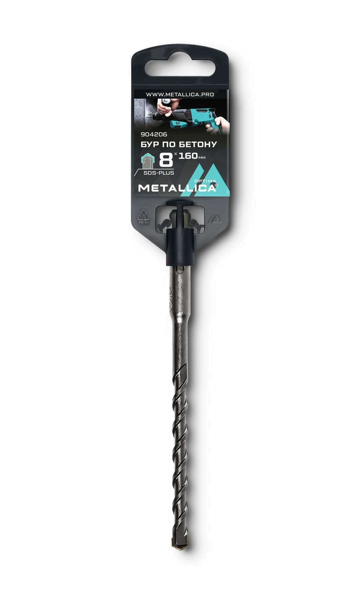 Бур по бетону SDS-plus METALLICA Optima   8х160/100 мм, напайка с центром, 2 спирали - изображение 1