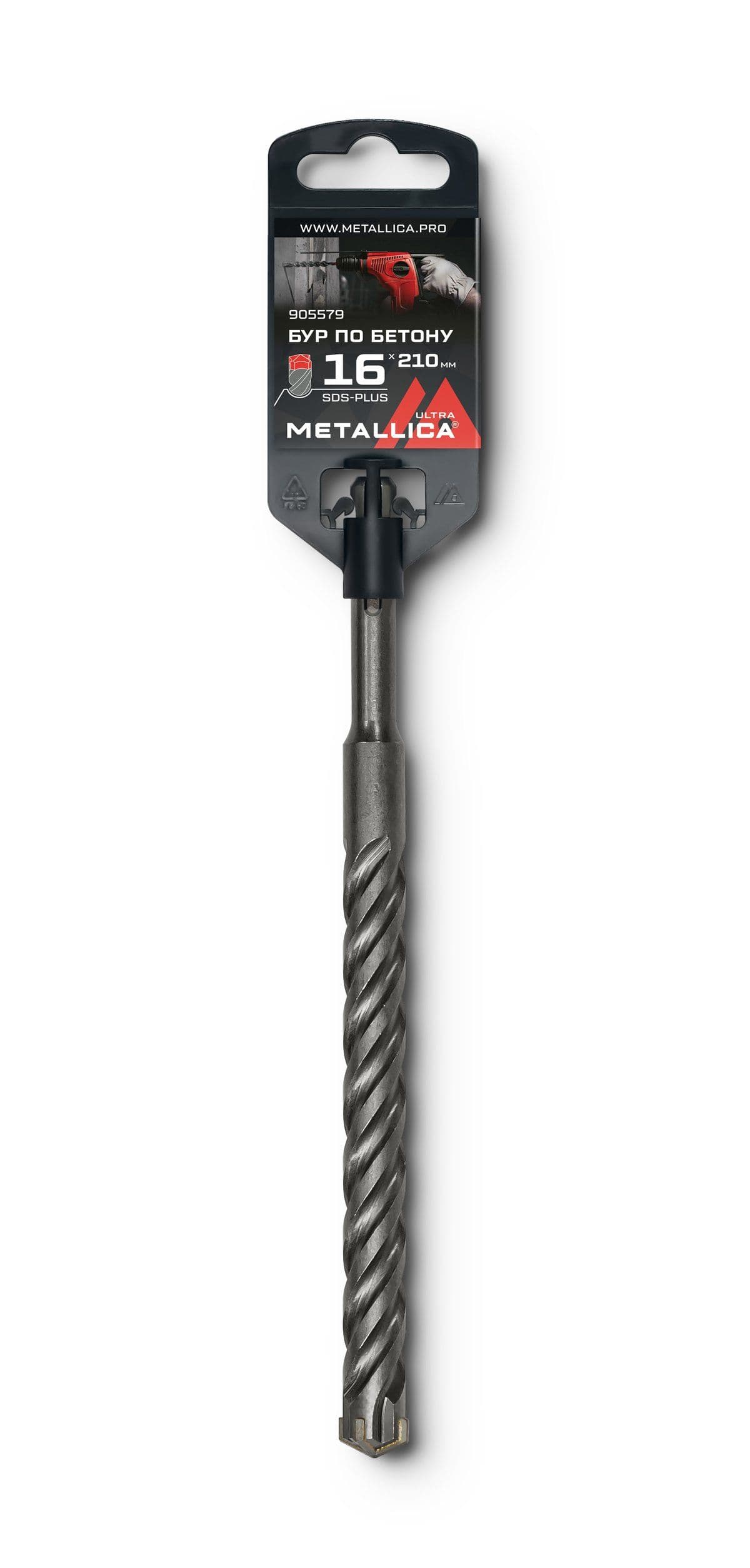 Бур по бетону SDS-plus METALLICA Ultra 16 х210/150 мм, Х-напайка, 4 спирали - изображение 1