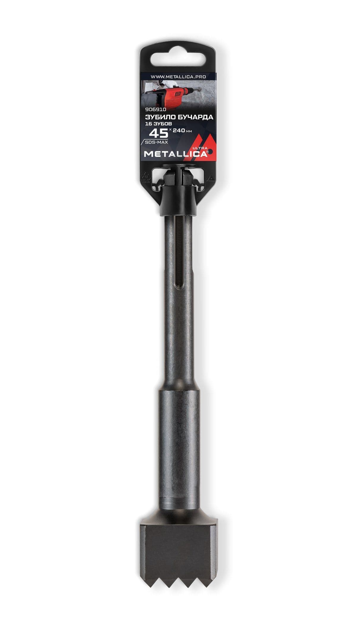 Зубило-бучарда SDS-max METALLICA Ultra 45х240/100 мм, 16 зубов, по бетону - изображение 1