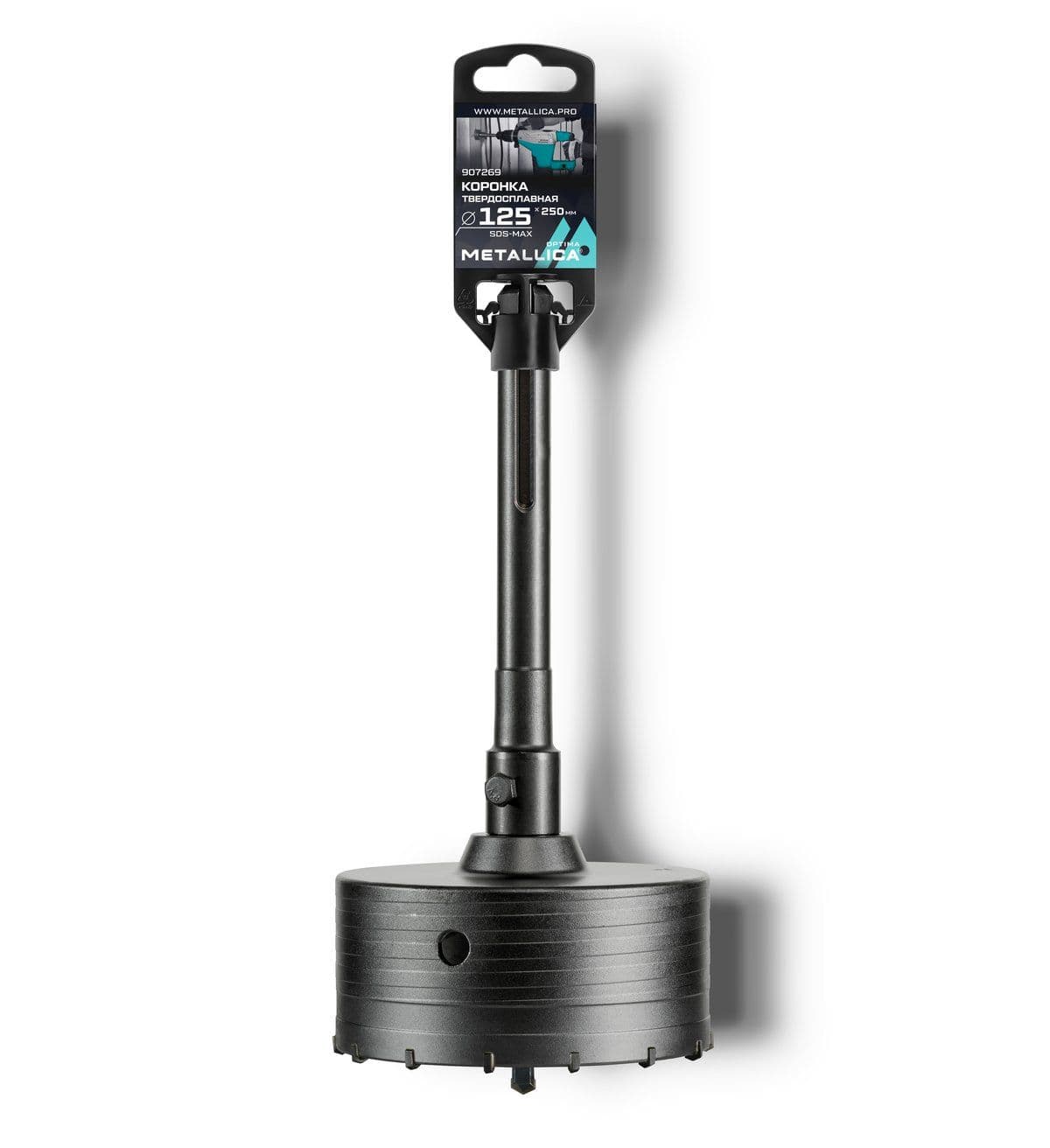 Коронка тв. спл. SDS-max METALLICA Optima 125x250/110 мм, h=50мм, М22,0х2,0 мм, с адаптером - изображение 1
