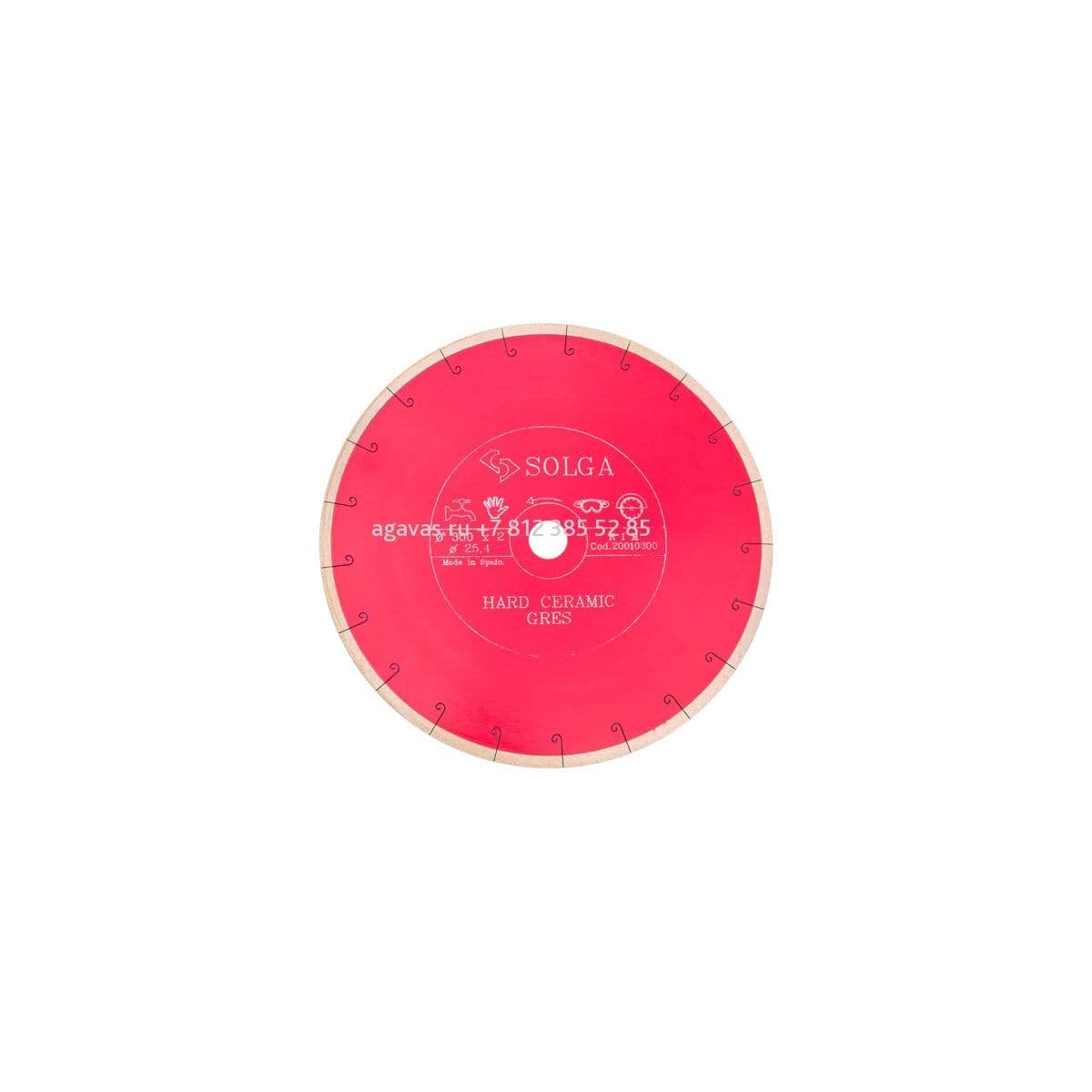 Диск алмазный СОЛГА ДИАМАНТ (Solga Diamant) ТВЕРДАЯ КЕРАМИКА (HARD CERAMICS) сплошной по керамограниту 300х25,4 мм - изображение 1