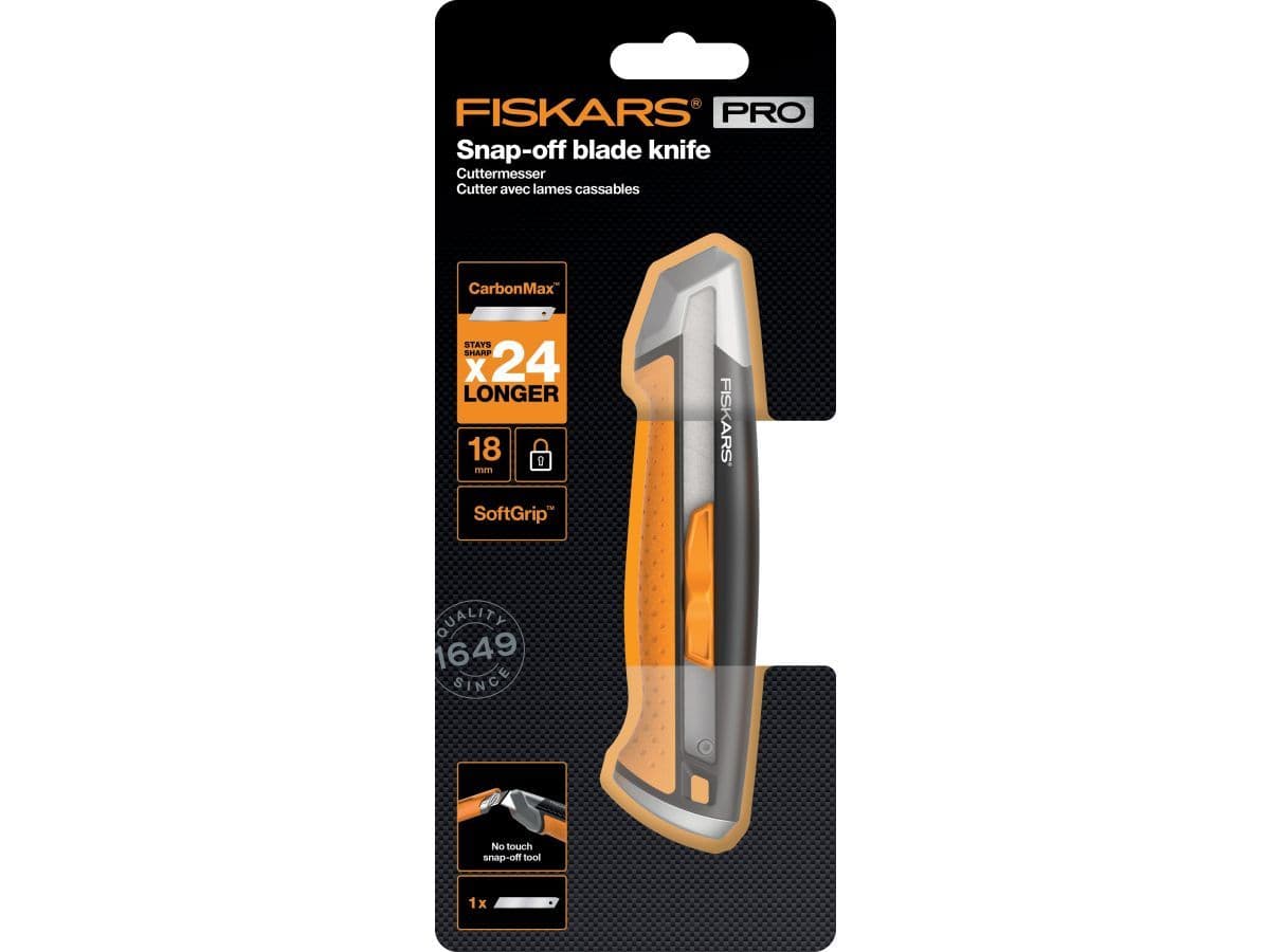 Нож с выдвижным, сменным лезвием18мм CarbonMax FISKARS - изображение 6