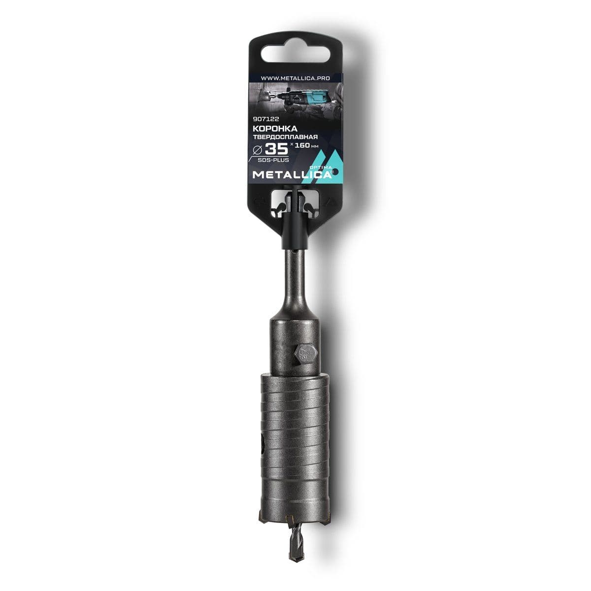 Коронка тв. спл.  SDS-plus METALLICA Optima 35x160/100 мм, h=50мм, М22,0х2,0 мм, с адаптером - изображение 1