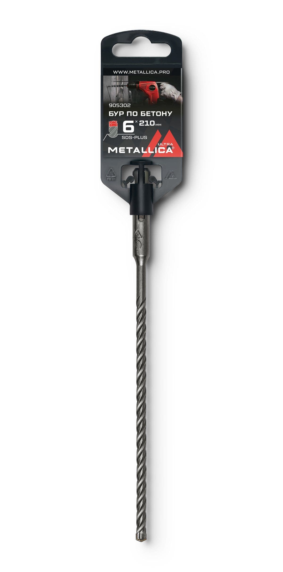 Бур по бетону SDS-plus METALLICA Ultra   6х210/150 мм, Х-напайка, 4 спирали - изображение 1