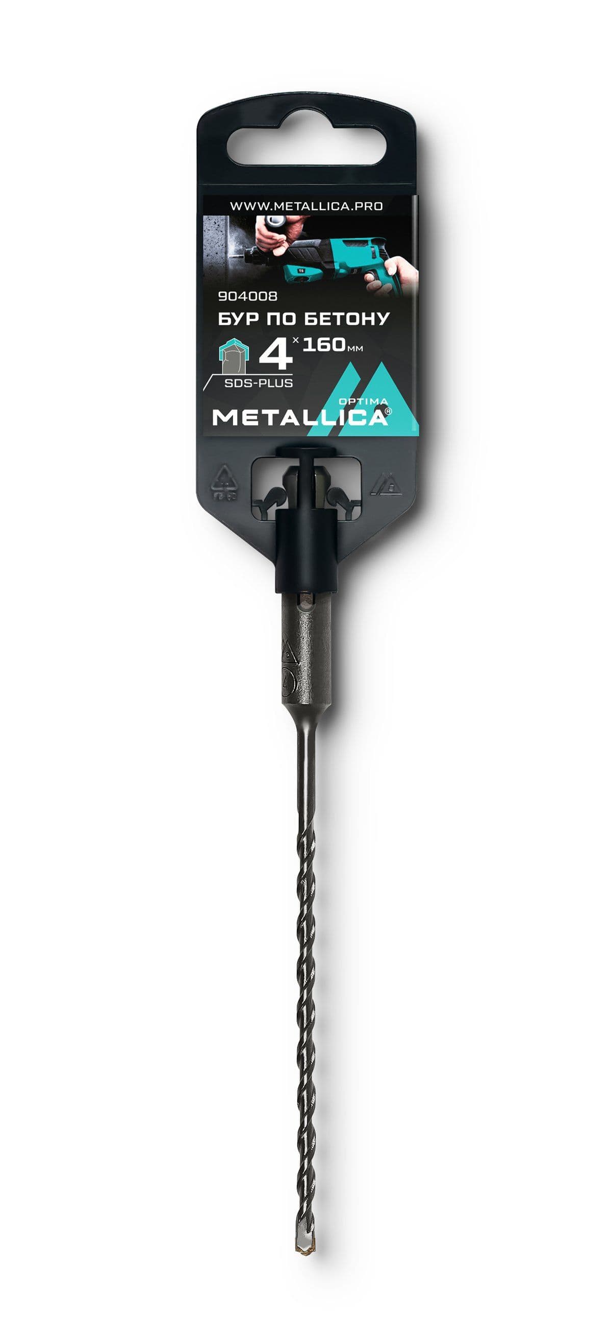 Бур по бетону SDS-plus METALLICA Optima   4х160/100 мм, напайка с центром, 2 спирали - изображение 1