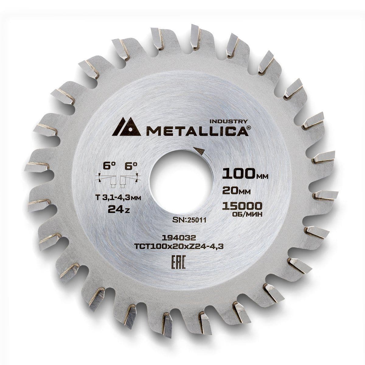 Диск подрезной METALLICA Industry 100x20 мм, 24 конических зуба, T=3,1-4,3 мм по ламин. панелям - изображение 4