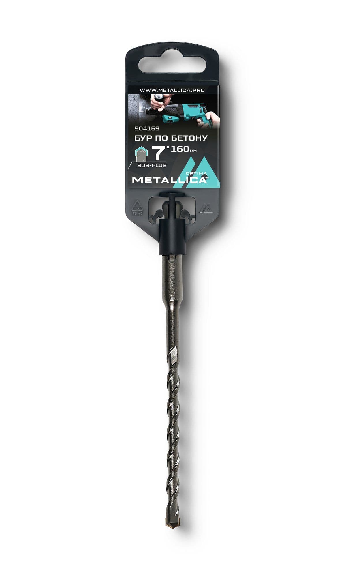 Бур по бетону SDS-plus METALLICA Optima   7х160/100 мм, напайка с центром, 2 спирали - изображение 1