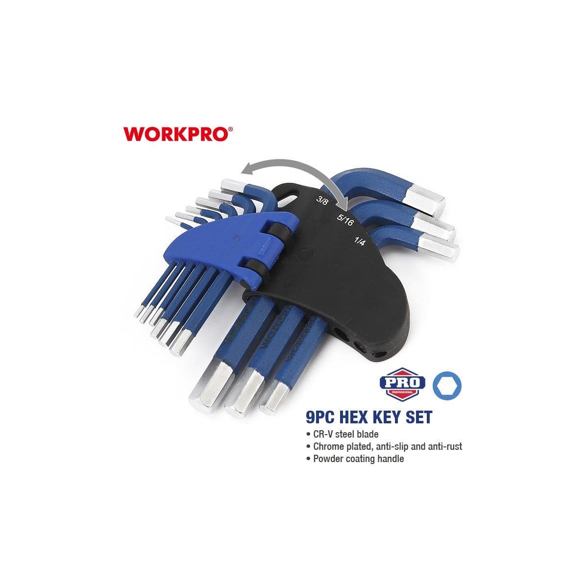 Набор ключей шестигранных 9шт (метрических) WORKPRO, Китай - изображение 7