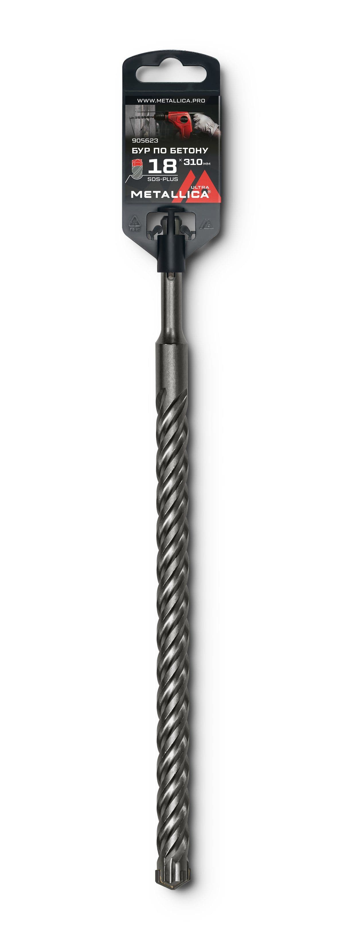 Бур по бетону SDS-plus METALLICA Ultra 18 х310/250 мм, Х-напайка, 4 спирали - изображение 1