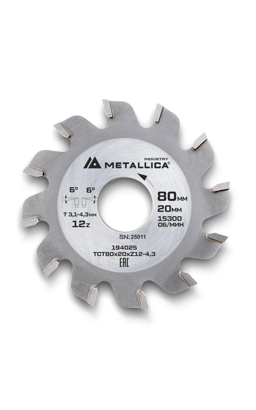 Диск подрезной METALLICA Industry 80x20 мм, 12 конических зубов, T=3,1-4,3 мм по ламин. панелям - изображение 12
