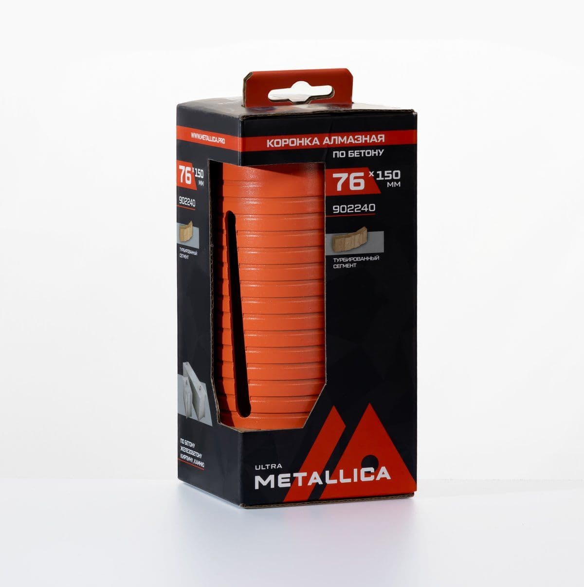 Коронка алмазная сегментная удлин. METALLICA Ultra  76x150 мм, М16, без хвостовика, по бетону - изображение 1