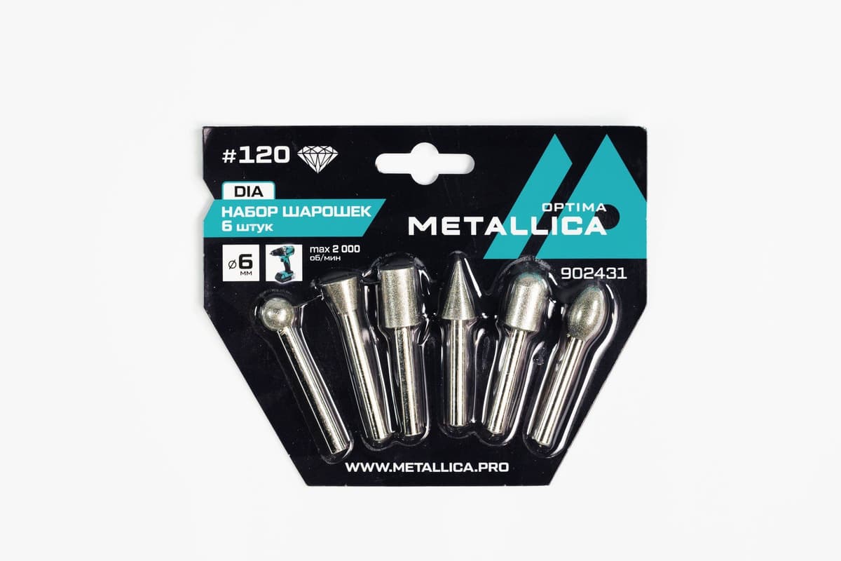 Набор шарошек алмазных METALLICA Optima #120, L=60 мм, 6 шт, по плитке, камню, бетону - изображение 1