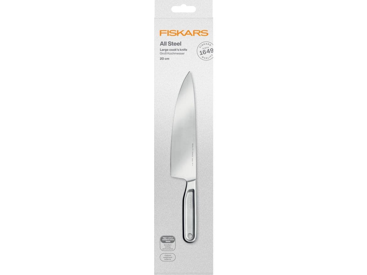 Нож поварской 20см цельнометаллический All Steel Fiskars - изображение 3