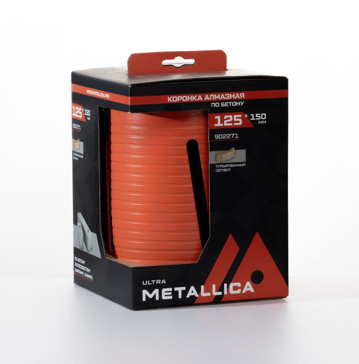 Коронка алмазная сегментная удлин. METALLICA Ultra 125x150 мм, М16, без хвостовика, по бетону - изображение 1