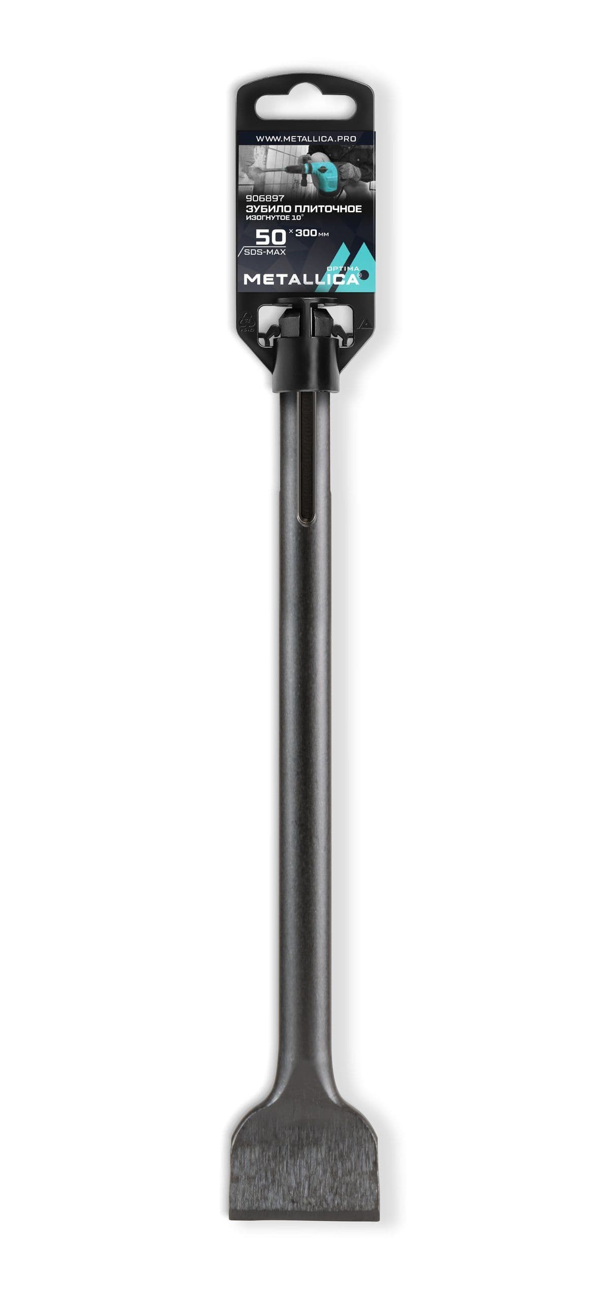 Зубило плиточное изогнутое SDS-max METALLICA Optima 50х300/160 мм, 10 град, по штукатурке, плитке - изображение 1