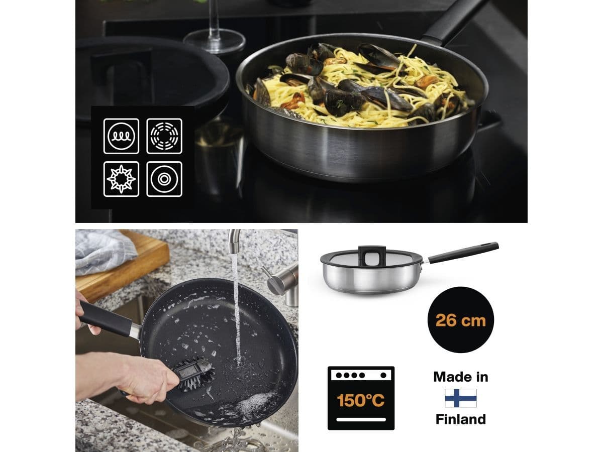 Сковорода с крышкой 26 см Hard Face Steel Fiskars - изображение 9