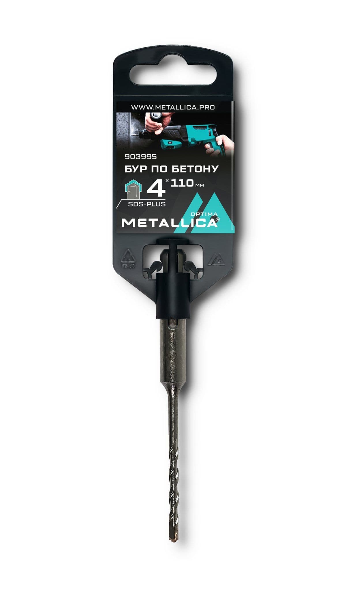 Бур по бетону SDS-plus METALLICA Optima   4х110/50 мм, напайка с центром, 2 спирали - изображение 1