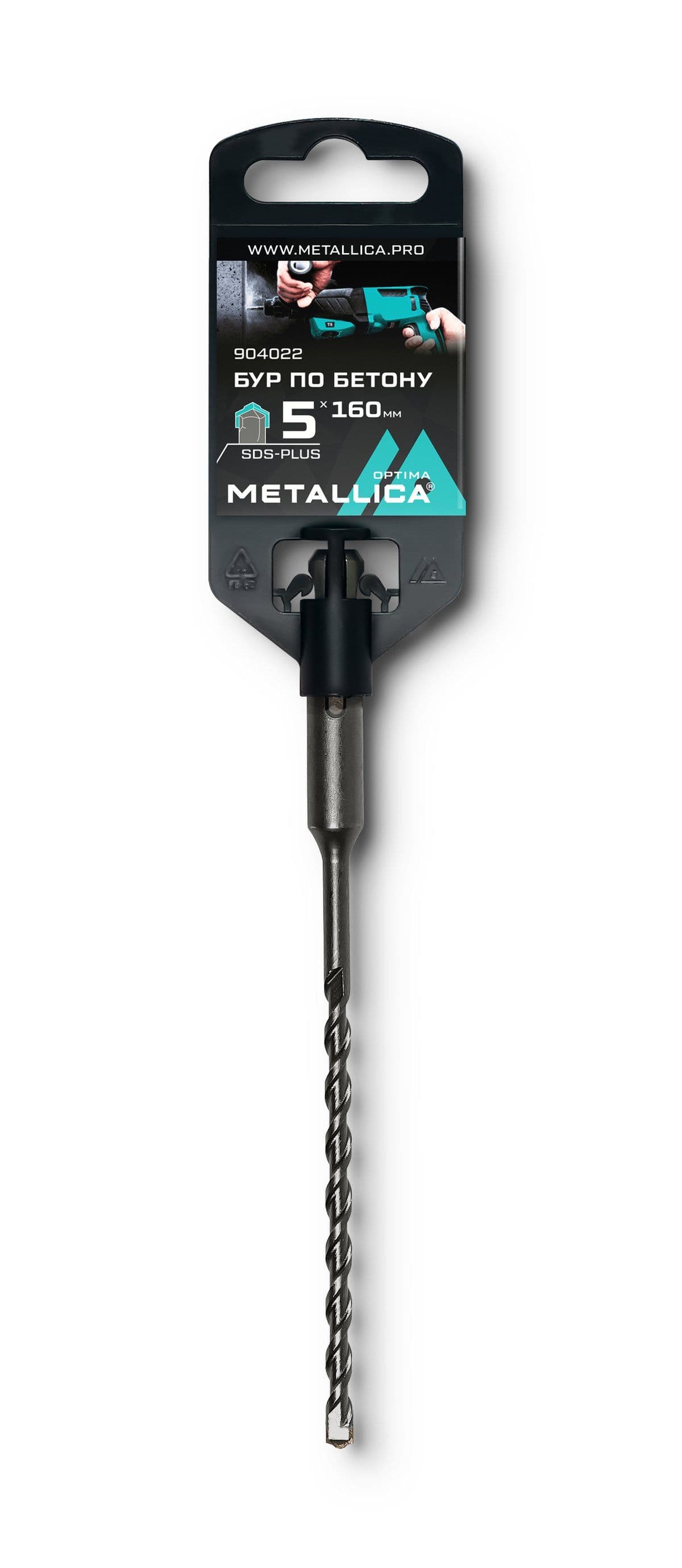 Бур по бетону SDS-plus METALLICA Optima   5х160/100 мм, напайка с центром, 2 спирали - изображение 1