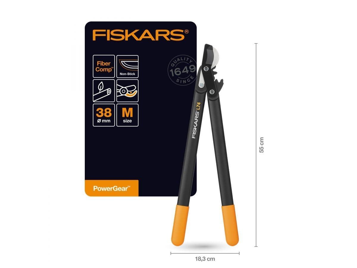 Сучкорез плоскостной L74 FISKARS PowerGear с загнутыми лезвиями средний - изображение 4